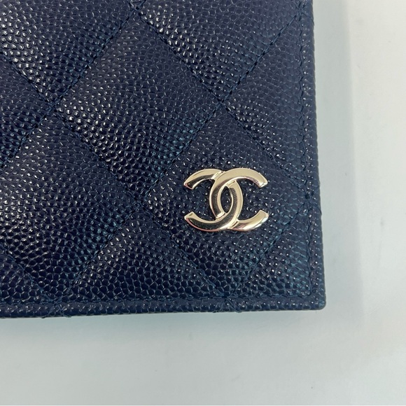 Chanel Navy Blue Caviar Leather Quilted Passport Cover Wallet - Picture 10 of 16